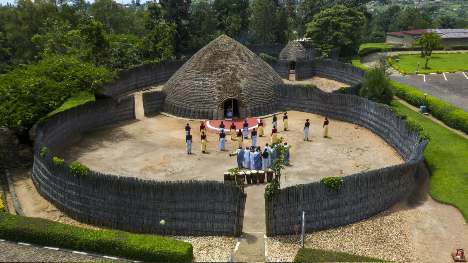 Aerial view of the traditional King's Palace in Nyanza, Rwanda